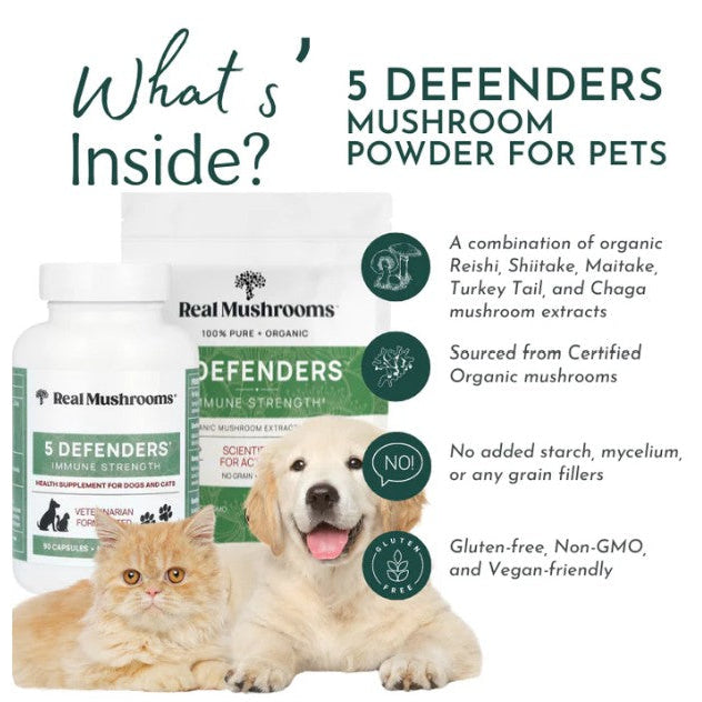 5 Defenders Organic Mushroom Blend Capsules - Immune Support