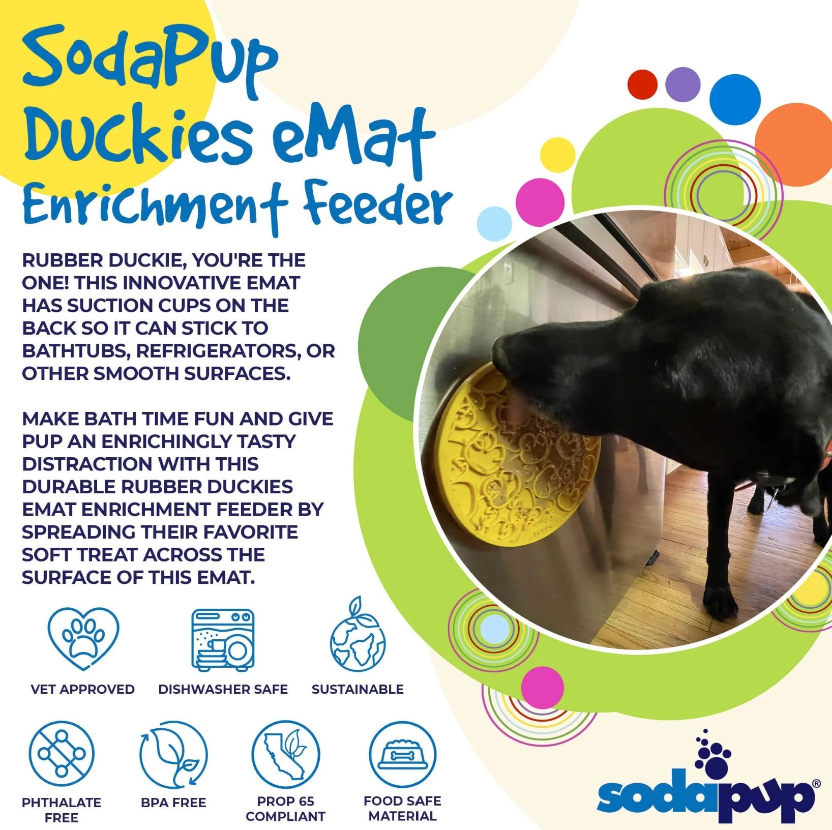 Duckies Design eMat Enrichment Lick Mat With Suction Cups