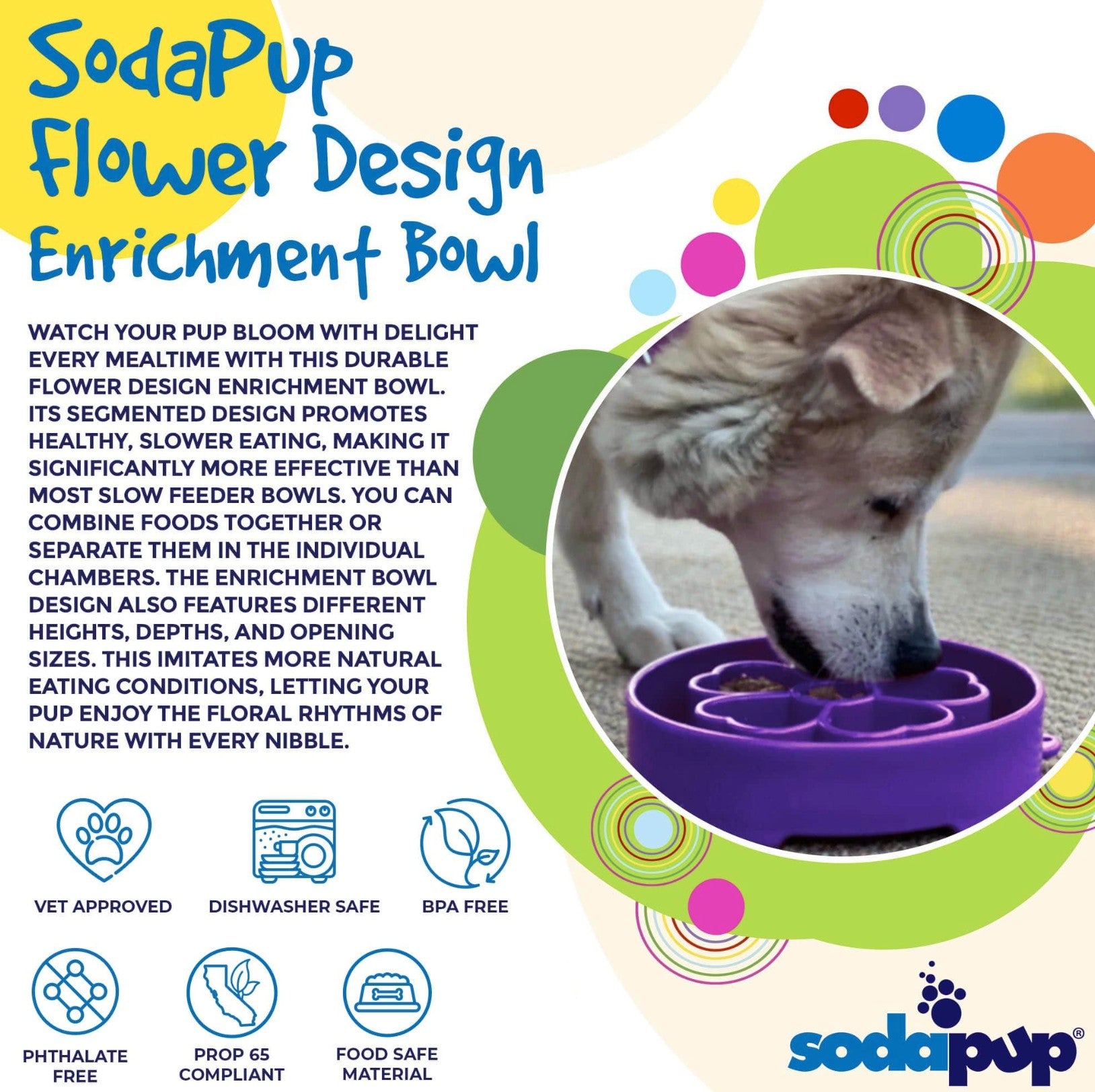 Flower Design eBowl Enrichment Slow Feeder Bowl for Dogs