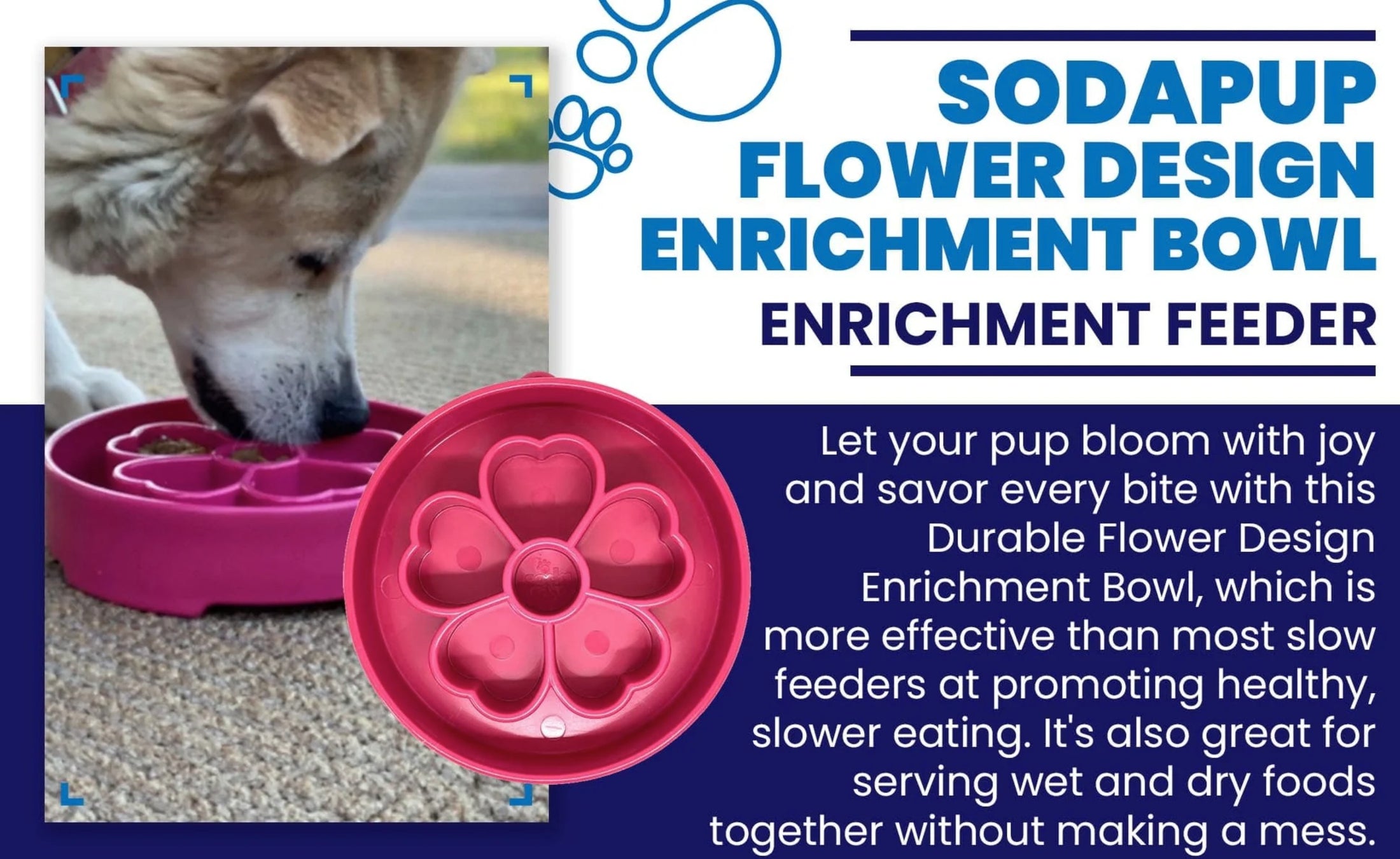 Flower Design eBowl Enrichment Slow Feeder Bowl for Dogs