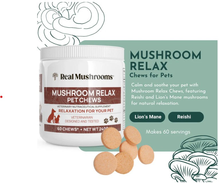 Mushroom Relax Pet Chews - Calming Treats for Dogs and Cats