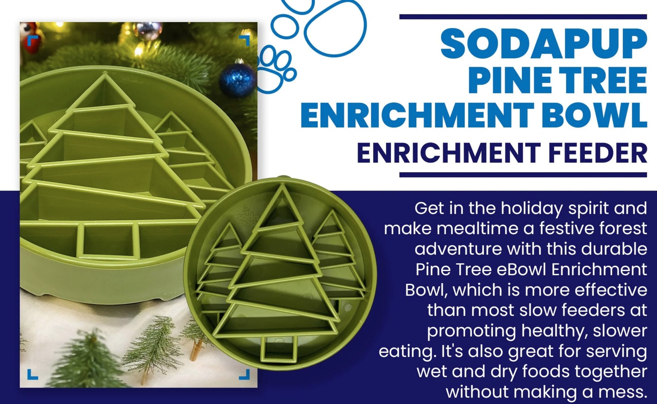 Pine Tree Design eBowl Enrichment Slow Feeder Bowl for Dogs
