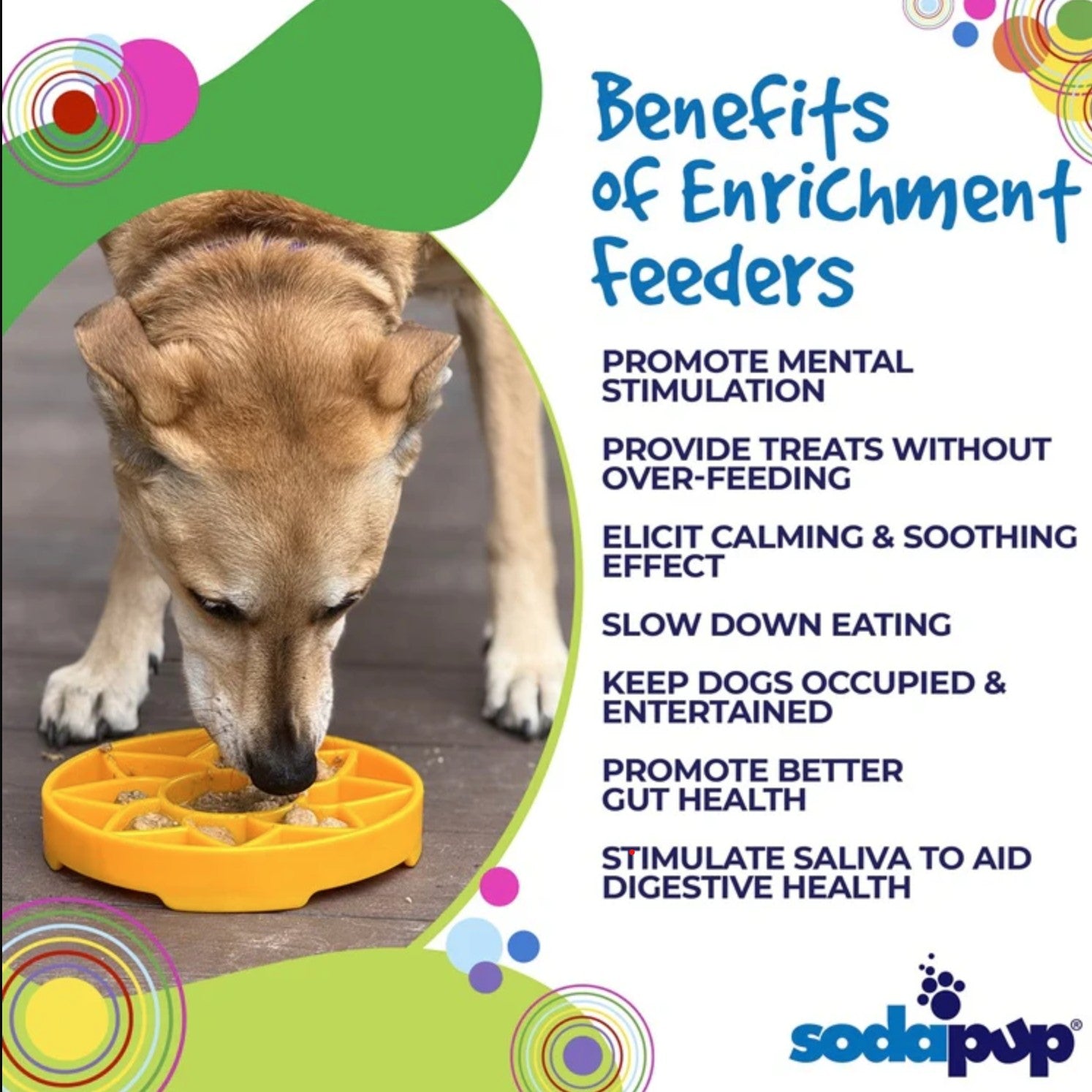 Sunflower Design eTray Enrichment Shallow Slow Feeder Dog Bowl