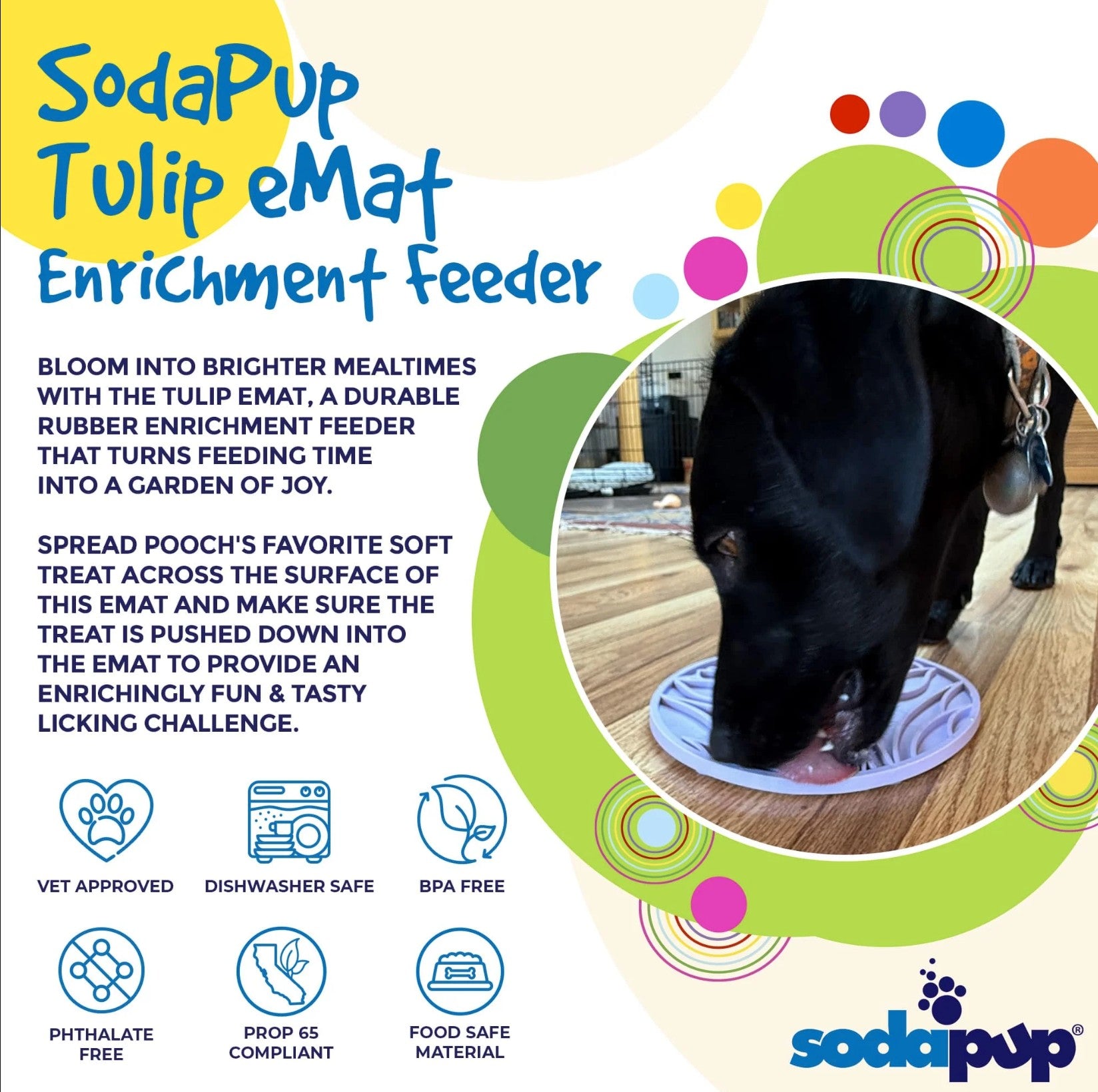 Tulip Design eMat Enrichment Lick Mat With Suction Cups