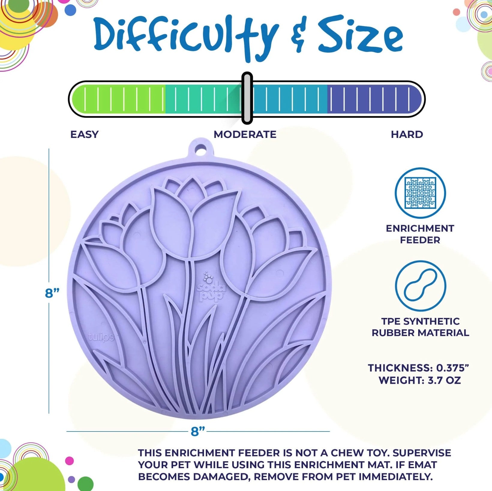 Tulip Design eMat Enrichment Lick Mat With Suction Cups
